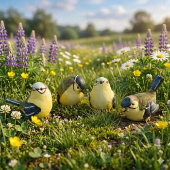 4er Set Niedliche Meisen groß ca. 7 cm - Dekofigur